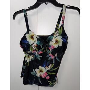 Island Escape Womens Floral Swimwear Tankini Swim To Sz 10 tropical Resort